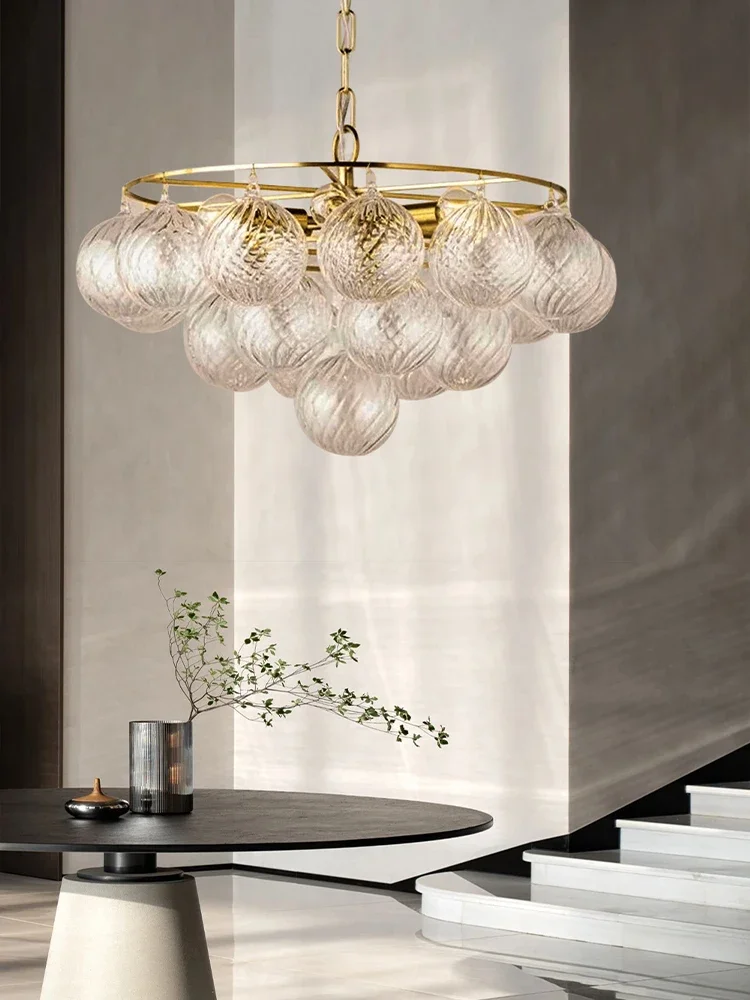 

Nordic Modern Glass Chandelier Lamp Designer Model Room Living Room Dinning Bubble Ball LED Pendant Light