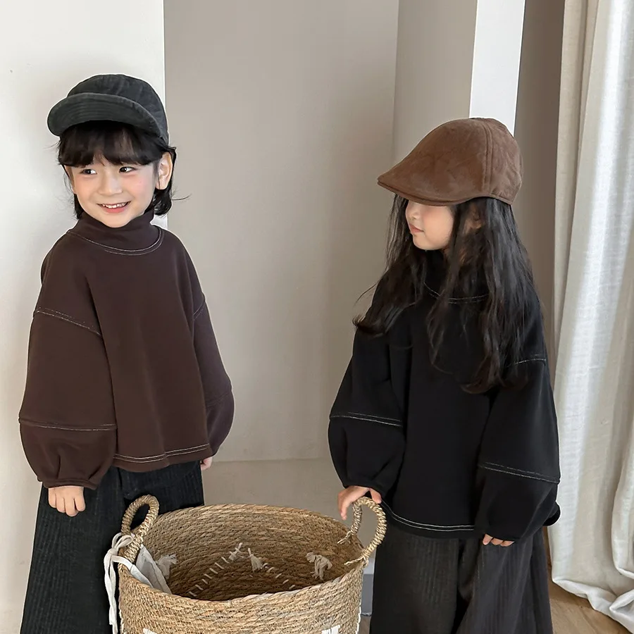 سترة ذات ياقة مدورة سميكة بغرز علوية شتوية للفتيات والأولاد والأطفال متينة ومطابقة تمامًا وعصرية ومريحة #3