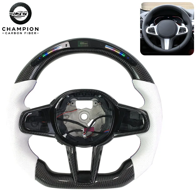 For BMW G80 G81 G30 G32 G34 G36 G20 G22 G23 G26 Racing Sport LED Display Carbon Fiber Steering Wheel Automotive Parts