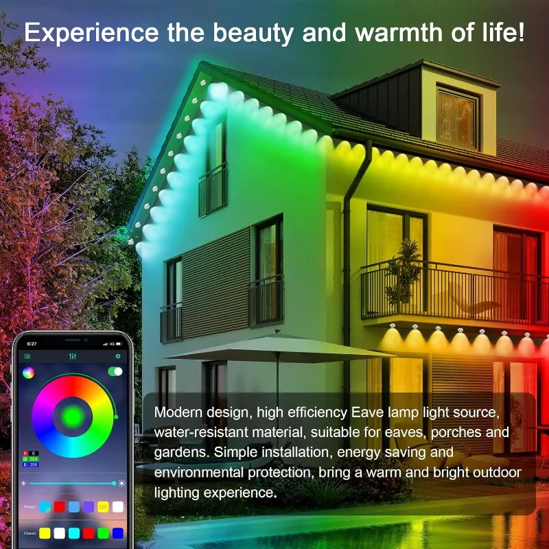 300FT Permanent Outdoor Lights,RGB Eaves Lights with App Control Remote,DIY Scene Modes IP67 Waterproof