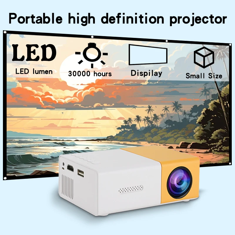 YG300 Small Mini Portable HD Projector Supports Mobile Power, Suitable for Home and Outdoor Use