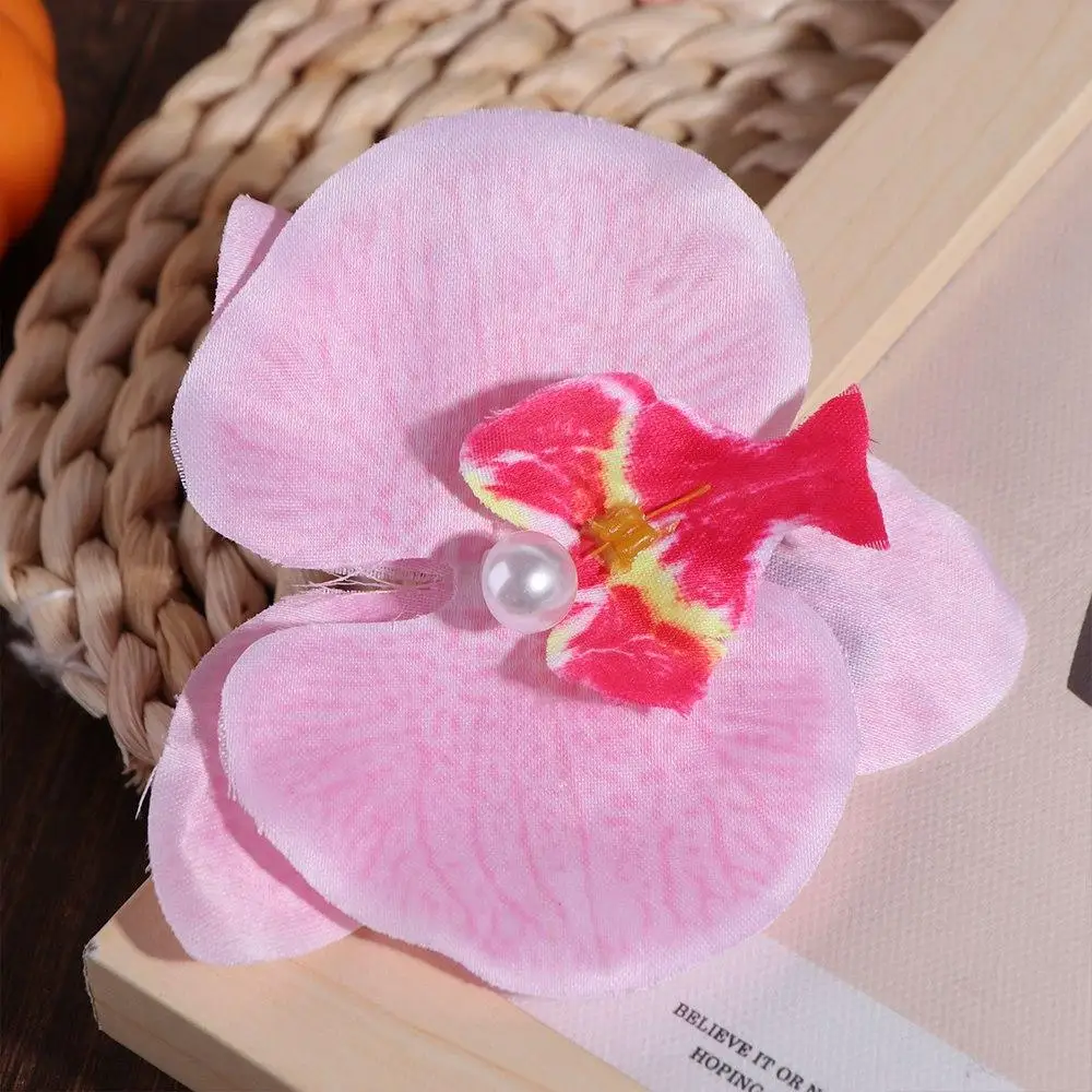 Pink Orchid Flower Hair Clip Hair Accessories Headdress Sweet Hairpin Hair Ornament Side Barrettes Bohemia Barrette Photograph