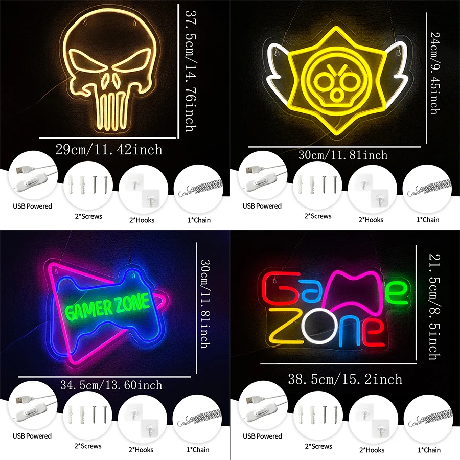 Letrero de neón LED Game Zone, - Party Games Best reseña y precio