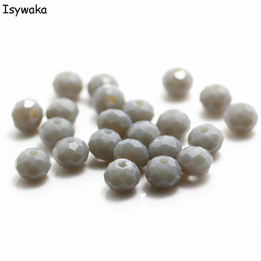 Isywaka Solid Gray Colors 4*6mm 50pcs Rondelle Austria faceted Crystal Glass Beads Loose Round Beads for Jewelry Making