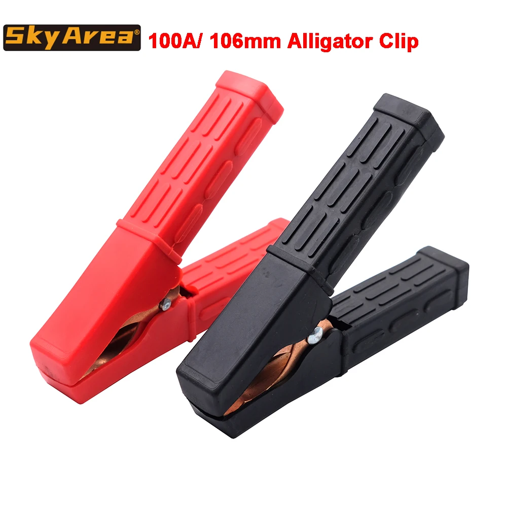 2Pcs 100A 106mm Alligator Clip Fish Clip Car Battery Insulation Clamp Connector For Electric Battery Charger RC Model Accessory