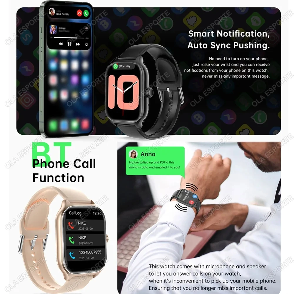 New Bluetooth Call Smart Watch Men Heart Rate Blood Pressure Smart Notification Calorie Tracking Sleep Monitor Smartwatch Women