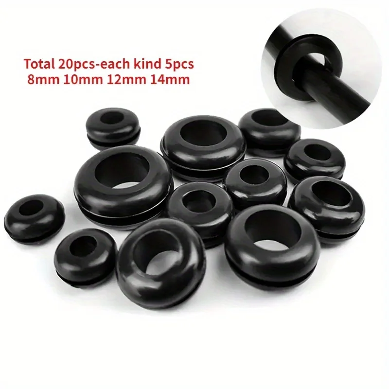 20/40/60 stuks zwarte O-ring rubberen sluitring afdichtingen pakking doorvoertule assortiment kit elektrische pakking O-ring afdichtingen gereedschap set 8 10 12 14 mm