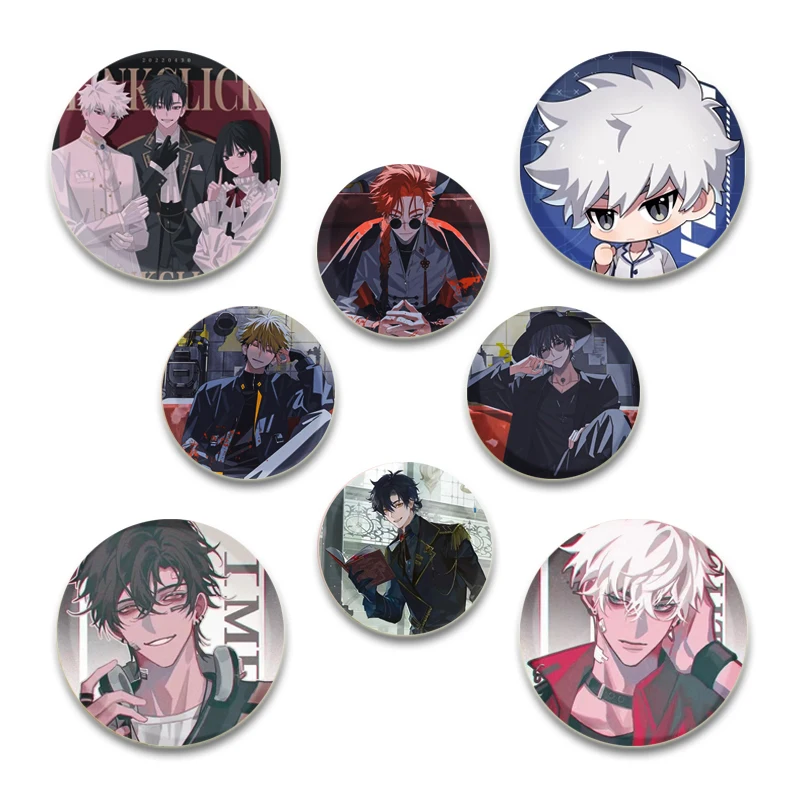 Link Click Anime Character Round Pin Cartoon Badge Snap-in Button Pins Brooches for Clothes Decoration Jewelry Accessories Gifts