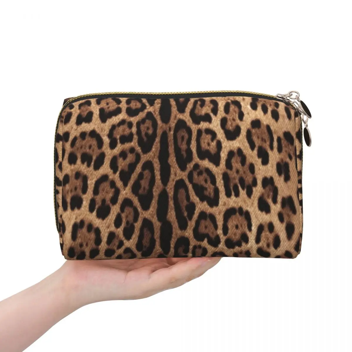 Leopard Print Skin Women Cosmetic Bags Travel Makeup Organizer Pouch Toiletry Storage Dopp Kit Box