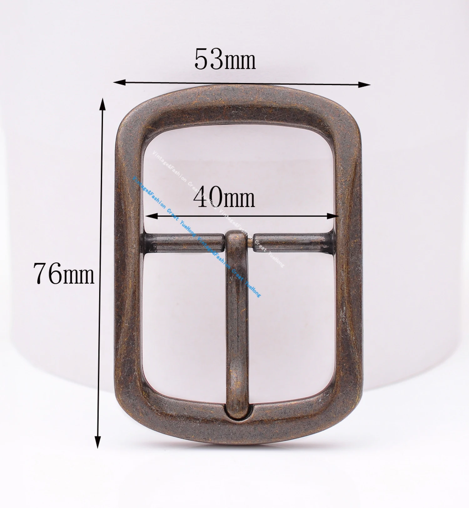 76*53mm(inner40mm) Heavy Duty Solid Antique Copper Two-Tone Center Bar Pin Belt Buckle