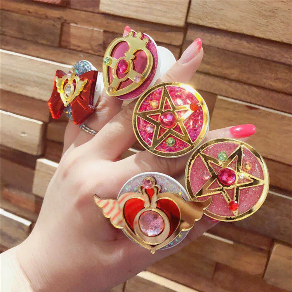 

Mobile phone universal support sailor moon, cartoon finger elastic support