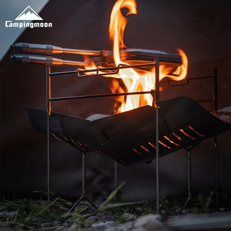 CAMPINGMOON Outdoor Portable Heating Bonfire Folding Burning Platform SOLO-A4 Camping Firewood Stainless Steel Barbecue Stove