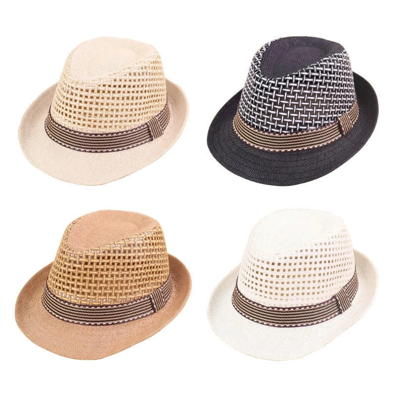 Breathable Straw Sun Hat Wide Brim Hat Fashionable Straw Hat for Boy Summer Sun Hat Hollow Designing Hat Comfortable