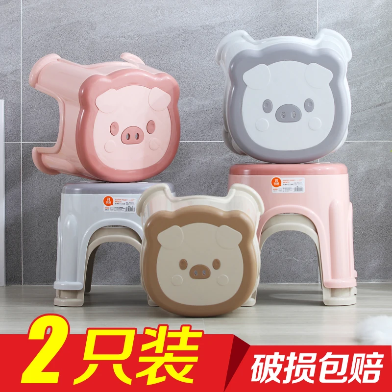 2 small plastic stools, benches, household children's stools, thickened non-slip rubber stools, foot pedals, baby bath low stool