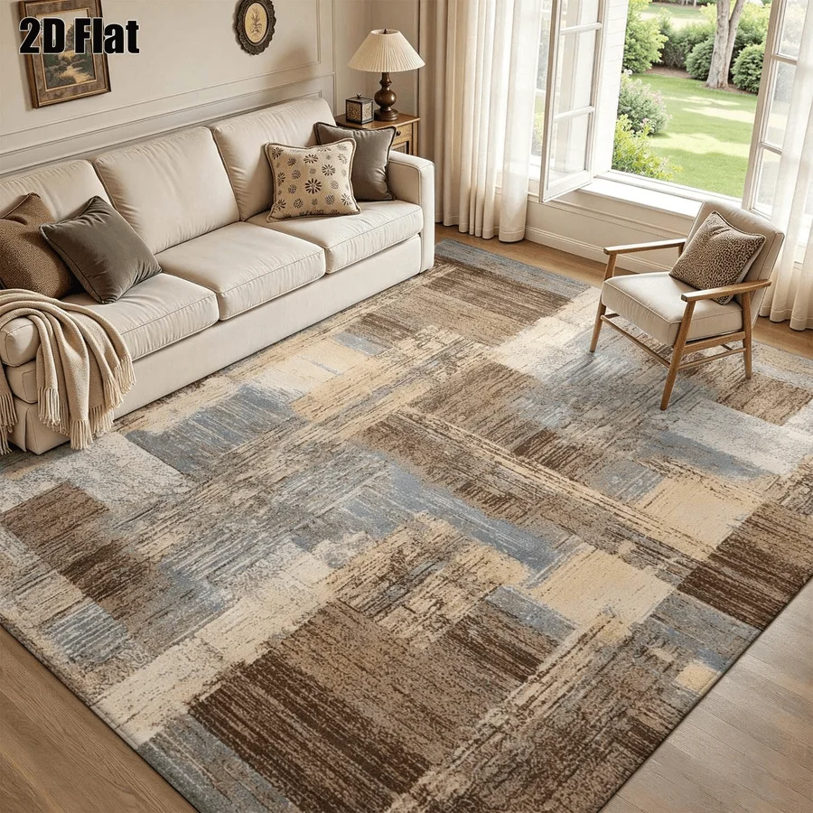 1Pc Modern Minimalist Abstract Geometric Color Block Rug, Machine Washable, Personalized Decoration, Light Luxury Style Home Essential, Suitable for Living Room, Bedroom, Entryway, Office, Corridor and Other Areas