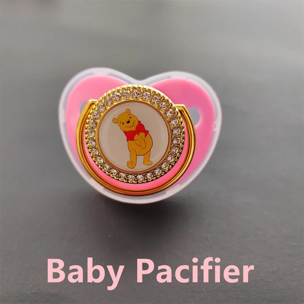 Bling Pink Newborn Diamond Pacifier Soother Baby Boy and Girl Cute Cartoon Image Dummy Supplies Infant Chew  Teether Finger Toys