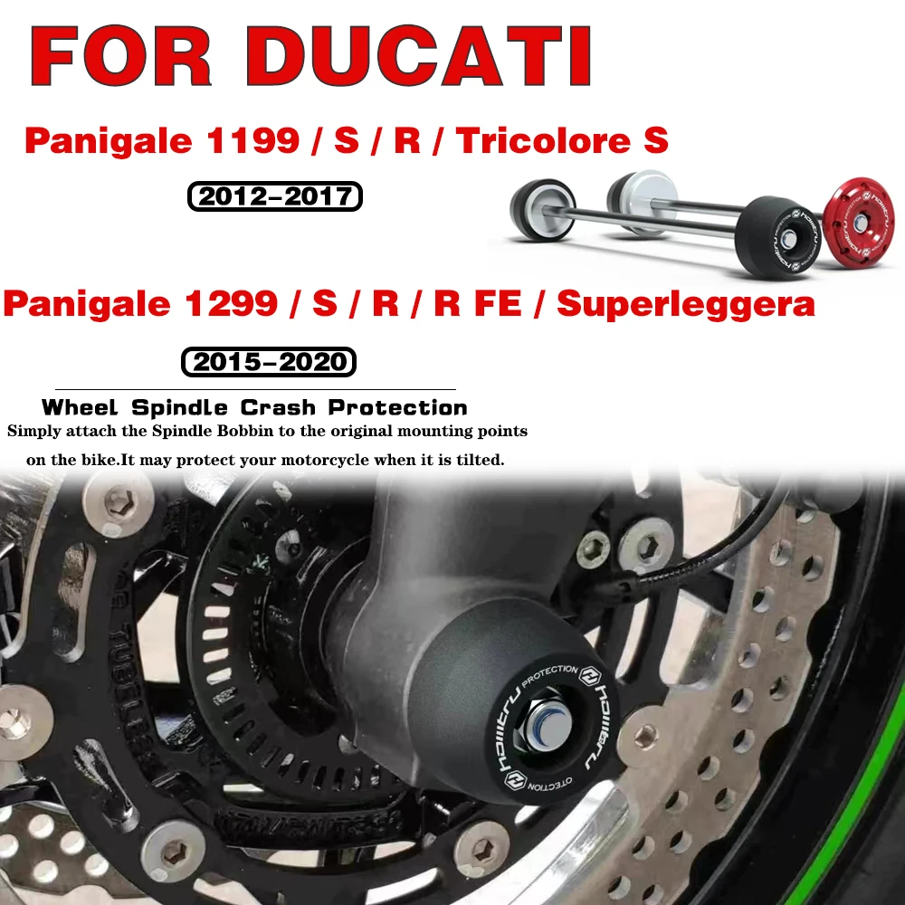 

For DUCATI Panigale 1199/S/R/Tricolore S 2012-2017/1299/R/S/RFE/Superleggera 2015-2020 Front Rear Wheel Spindle Crash Protection