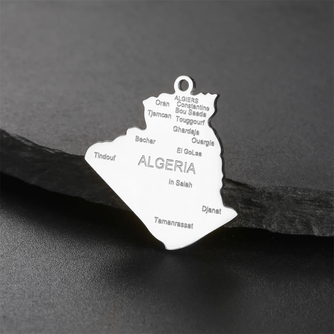 EUEAVAN أفريقيا الجزائر خريطة المعلقات الفولاذ المقاوم للصدأ الكلاسيكية مدينة الجزائر اسم قلادة الأزياء والمجوهرات هدية بالجملة #2