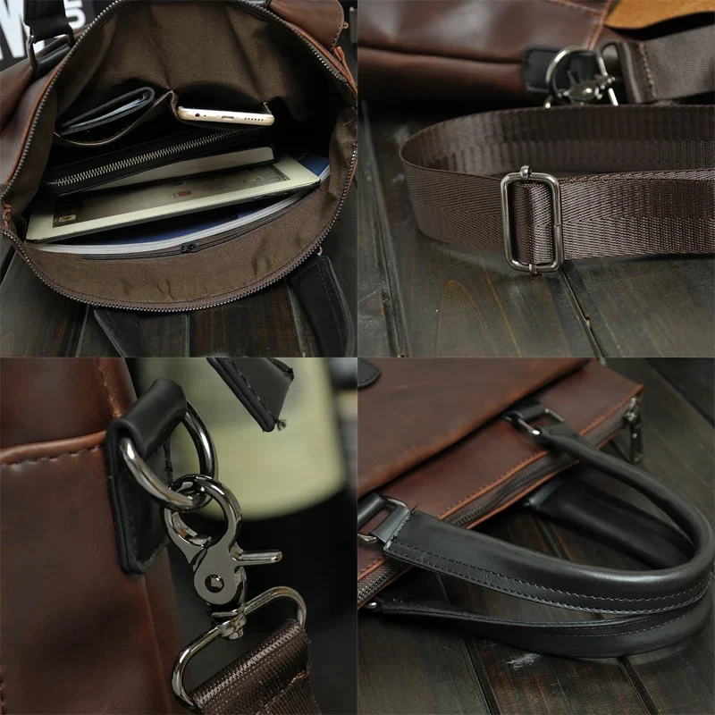 Large Laptop Handbag Classical Men's Leather Messenger Bag Soft PU Office Man Crossbody Business Crossbody Laptop Bags for Men