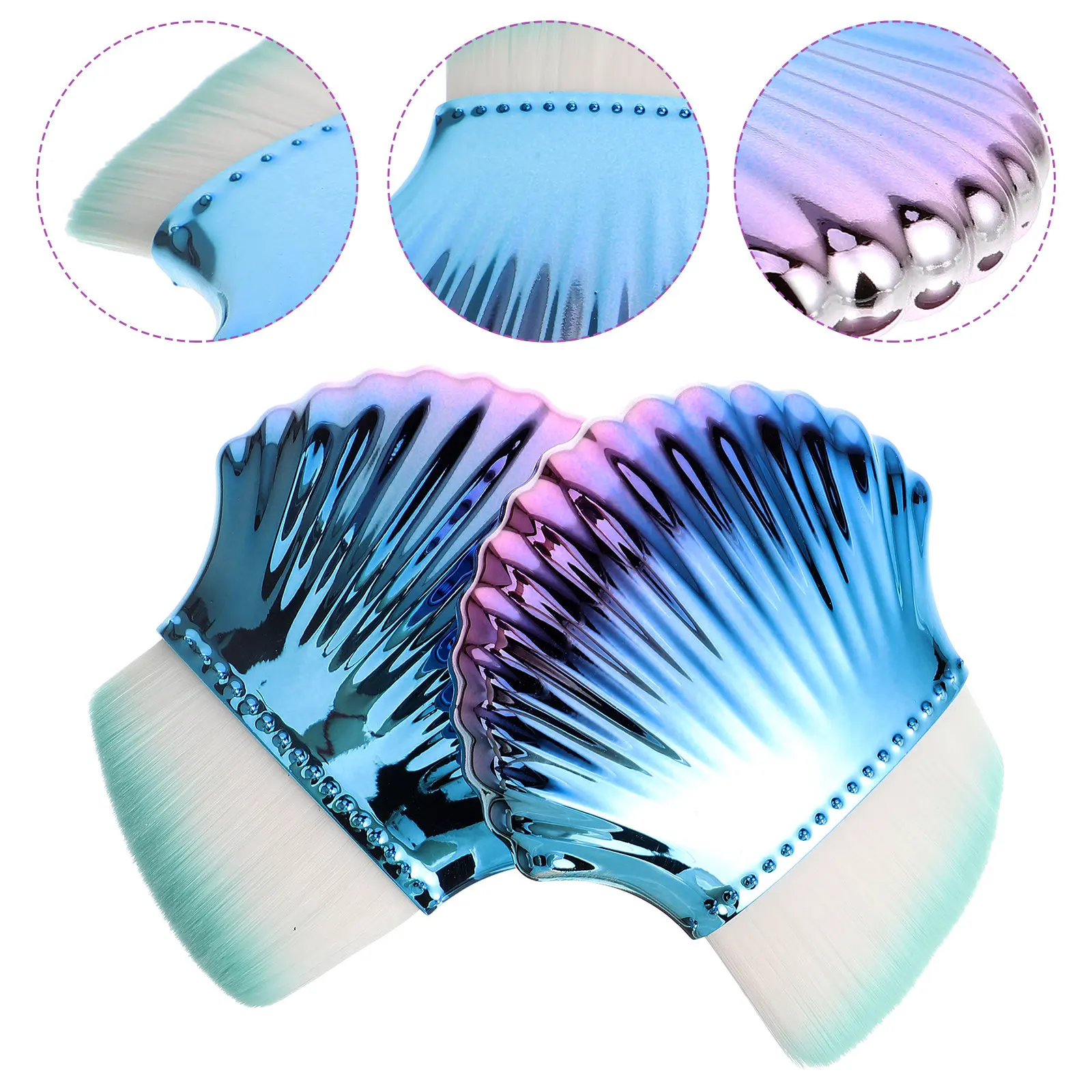 

Набор из 2 кистей для макияжа: для пудры, тонального крема и румян, с эргономичной ручкой, плотной щетиной, многофункциональные, для чистки ногтей