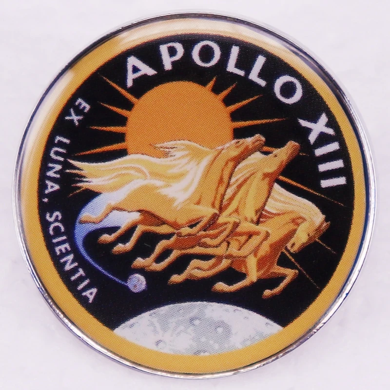 Apollo 13 Ex Luna Scientia Apollo Moon Landing Souvenir Badge Lapel Pins Buttons Jewelry