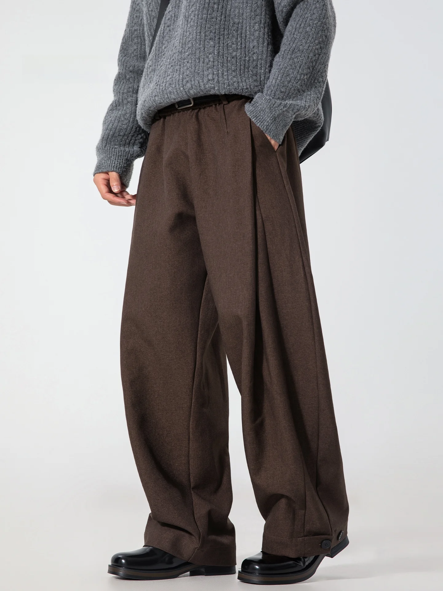 

Loose Fit Men's Casual Pants Knife Straight Leg Comfortable Waisand Easy Care Polyester Fiber CleanFit Sle Commute