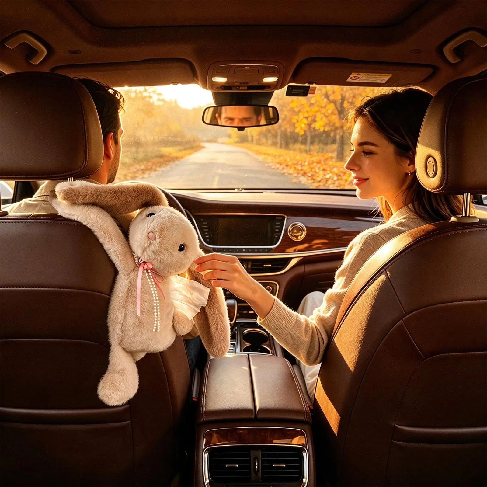 Car Tissue Box Holder Plush Cute Space-Saving Animal Storage Organizer Car Paper Towel Holder Tissue Dispenser For SUV RV Sedan
