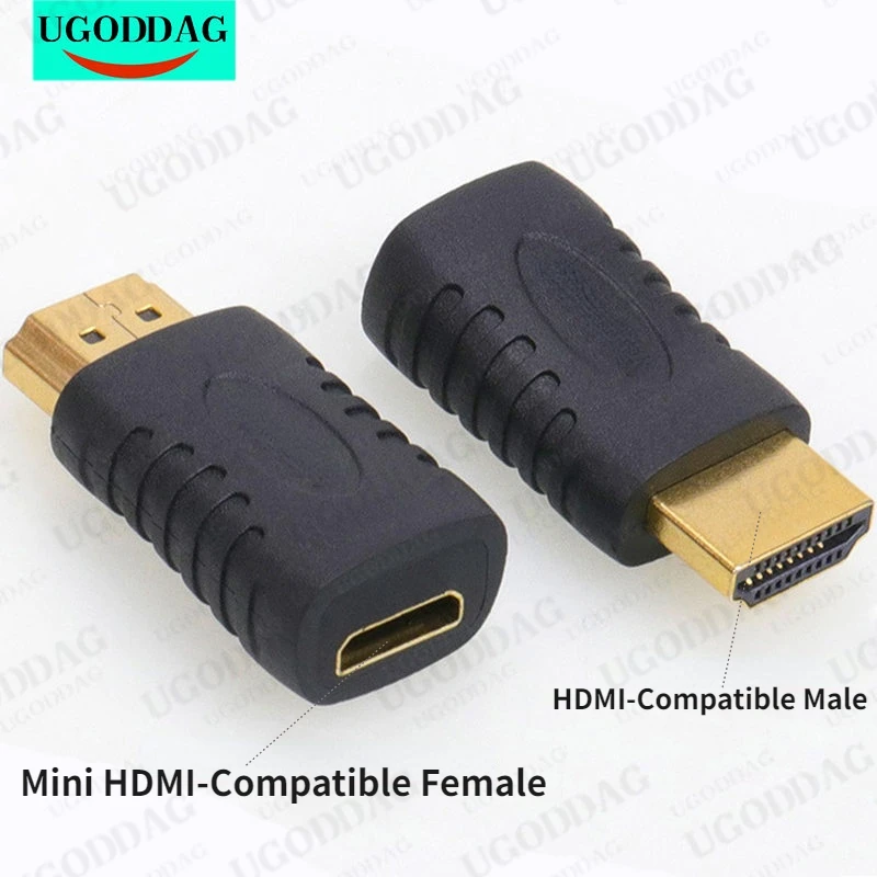 Mini adaptador compatível com hdmi hd macho para mini hd fêmea conversor para hdtv completo 1080p hd tv câmera projetor computador multimídia