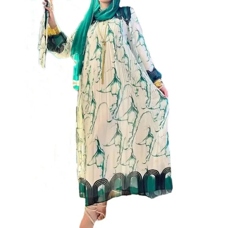 Modest Dress for Women Abaya Print Long Robe Ramadan Morocco Dubai Abayas Kaftan Islam Eid Muslim Vestidos Jalabiya Dresses