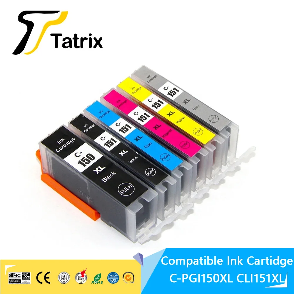 

Tatrix PGI-150XL PGI150XL CLI-151XL CLI151XL Compatible Ink Cartridge for Canon PIXMA MG6310/PIXMA MG7110/MG7510/Ip8710 Printer