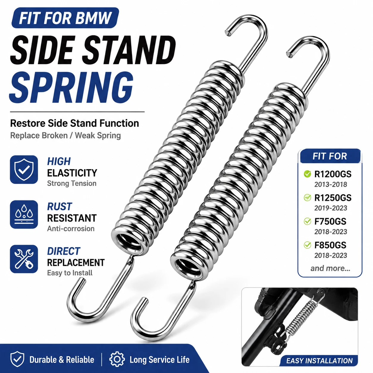  Motorcycle Side Stand Spring Kickstand Return Spring Replacement for BMW R1200GS F750GS F800GS G650GS S1000RR Accessories
