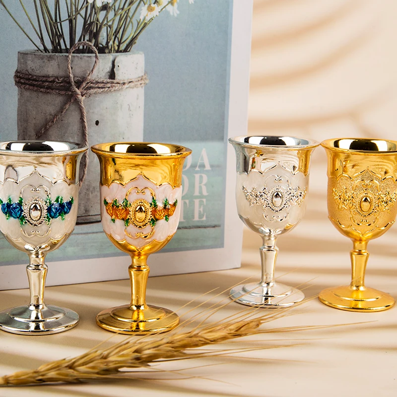 30ML Wine Cup Champagne Glasses Beverage Goblet Cocktail Cup Gold Vintage European Style Creative Gift For Bar Home Decor