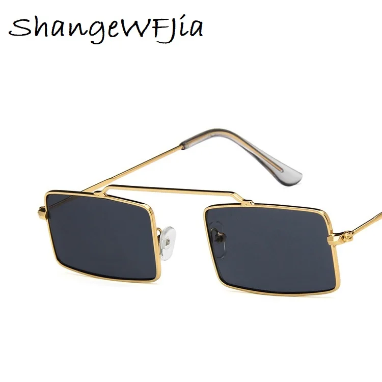 Vintage Small Square unglasses Women  Brand Designer metal Retro Skinny Rectangle Slim ins Sun Glasses For Women