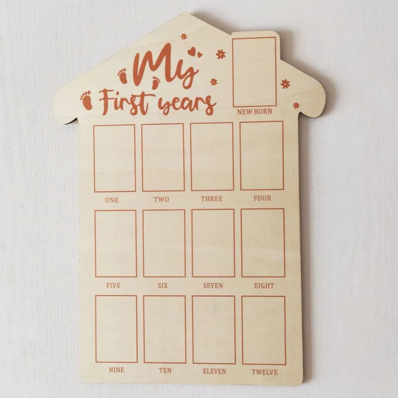 إطار صورة تذكاري خشبي للأطفال، تقويم شهري، لوحة عرض الصور، إطار صورة معلم لحديثي الولادة