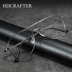 HDCRAFTER Pure Titanium 9g Light Aviator Glasses Frame Large Men Pilot Sun Eyewear Prescription Myopia Optical Eyeglasses