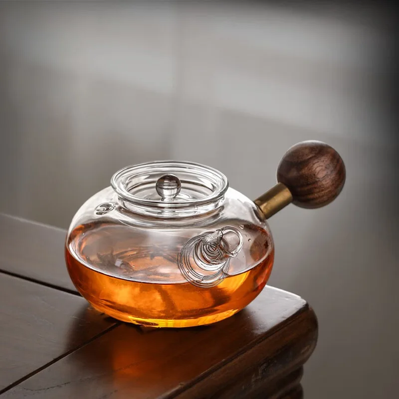 The Side Glass Boiling Teapot Is High Temperature Resistant and Thickened Filter Brewing Teapot Walnut Tea Warmer Kettle