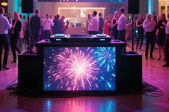 LED Display DJ Booth Bar Table, Digital Video Screen for Electronic Music Festival Nightclub Party