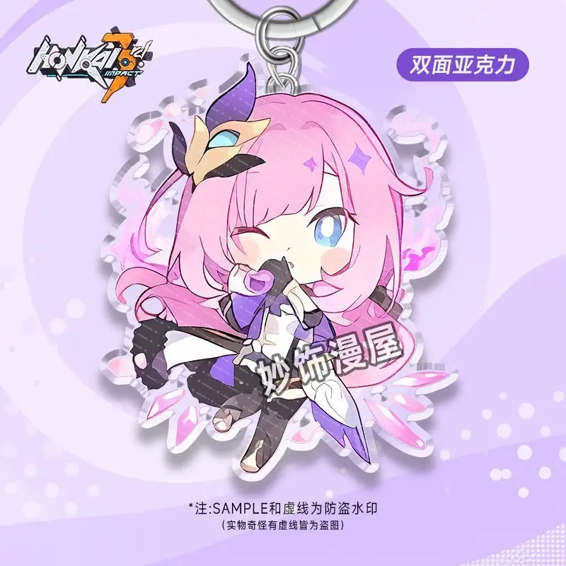 Elysia Kiana Raiden Mei Anime Keychain Honkai Impact 3 Acrylic Key Chain Man Q Version Game Peripheral Bag Pendent Accessories