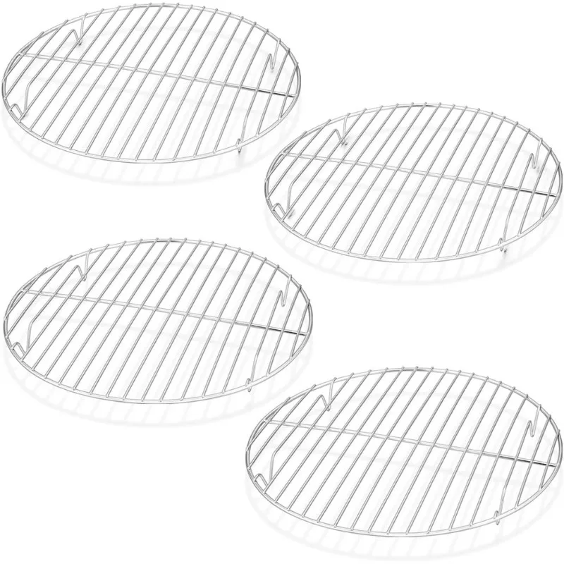 

TeamFar Round Cooling Rack Set of 4, 9 Inch Round Wire Rack Stainless Steel Baking Steaming Roasting Rack Set, Healthy & Sturdy,