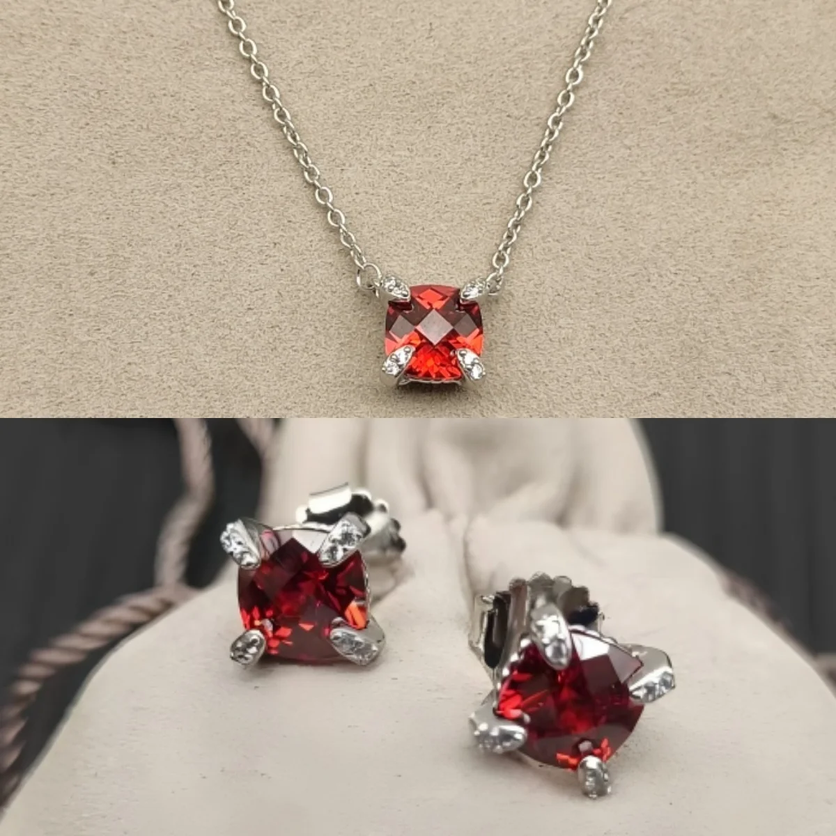 

Новый комплект 2025 года: высококачественные серьги и колье в серебряном и золотом цвете с основным камнем 8 мм, элегантный и простой дизайн