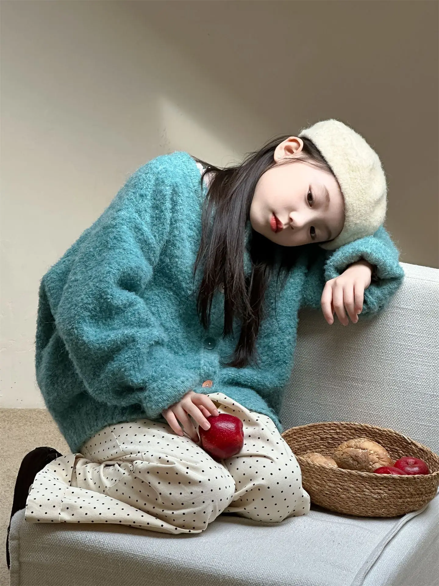 

Girls Autumn Winter Sweater 2025 New Korean Fashionable Casual Daily Solid Color Soft Comfy Knitwear for Toddler and Kids