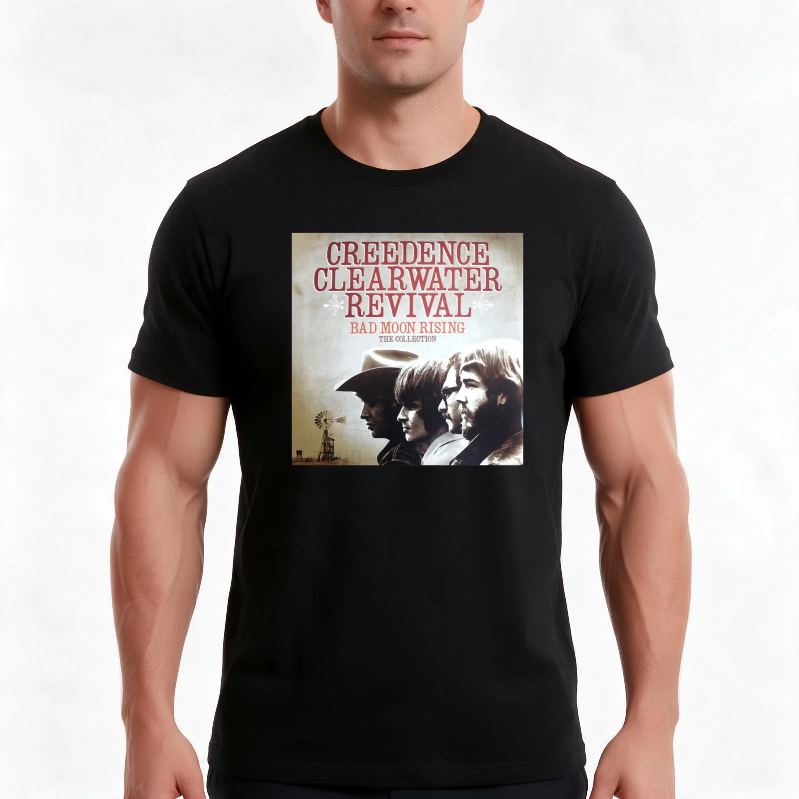 Creedence Clearwater Revival T-Shirt, Summer Casual Cotton Tee, Oversized Streetwear Tops, Vintage Graphic Print, 100% Cotton