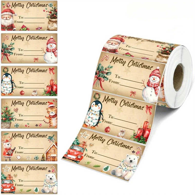 180pcs/roll Christmas Tags Self Adhesive Gift Tags for Xmas Presents Christmas Name Labels Stickers for Wrapping Paper Birthday