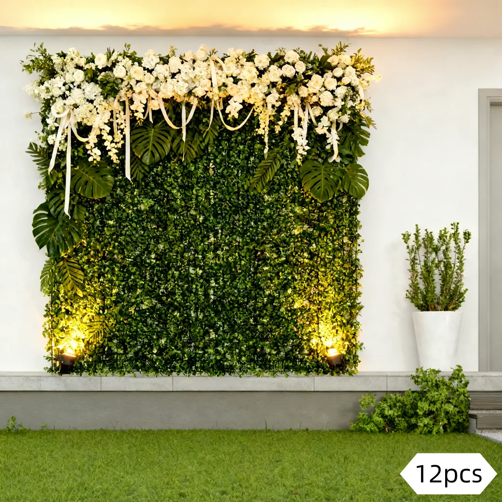 

12 шт. коврик для искусственной живой изгороди 40*60 см с низким содержанием обслуживания, легко чистящиеся искусственные панели из самшита для свадебного украшения, сада и дома