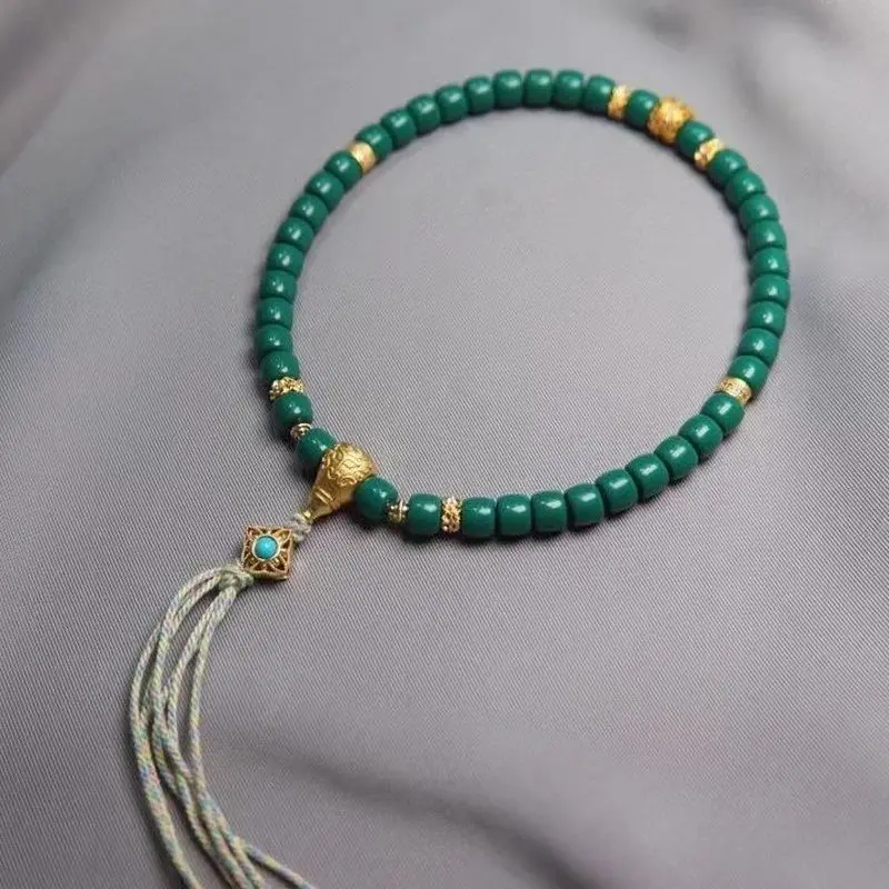 Tibetan Turquoise - Bracelet, Meticulously Crafted With A Straight-Cut , Handmade Design,