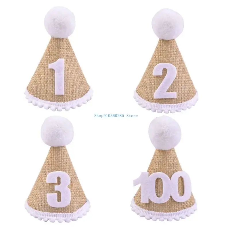 

K9FF 0-3Y Baby Party Hat Birthday Party Hat Pointed Hat Headband Elastic String Party Hat Birthday Headwear Photo Props
