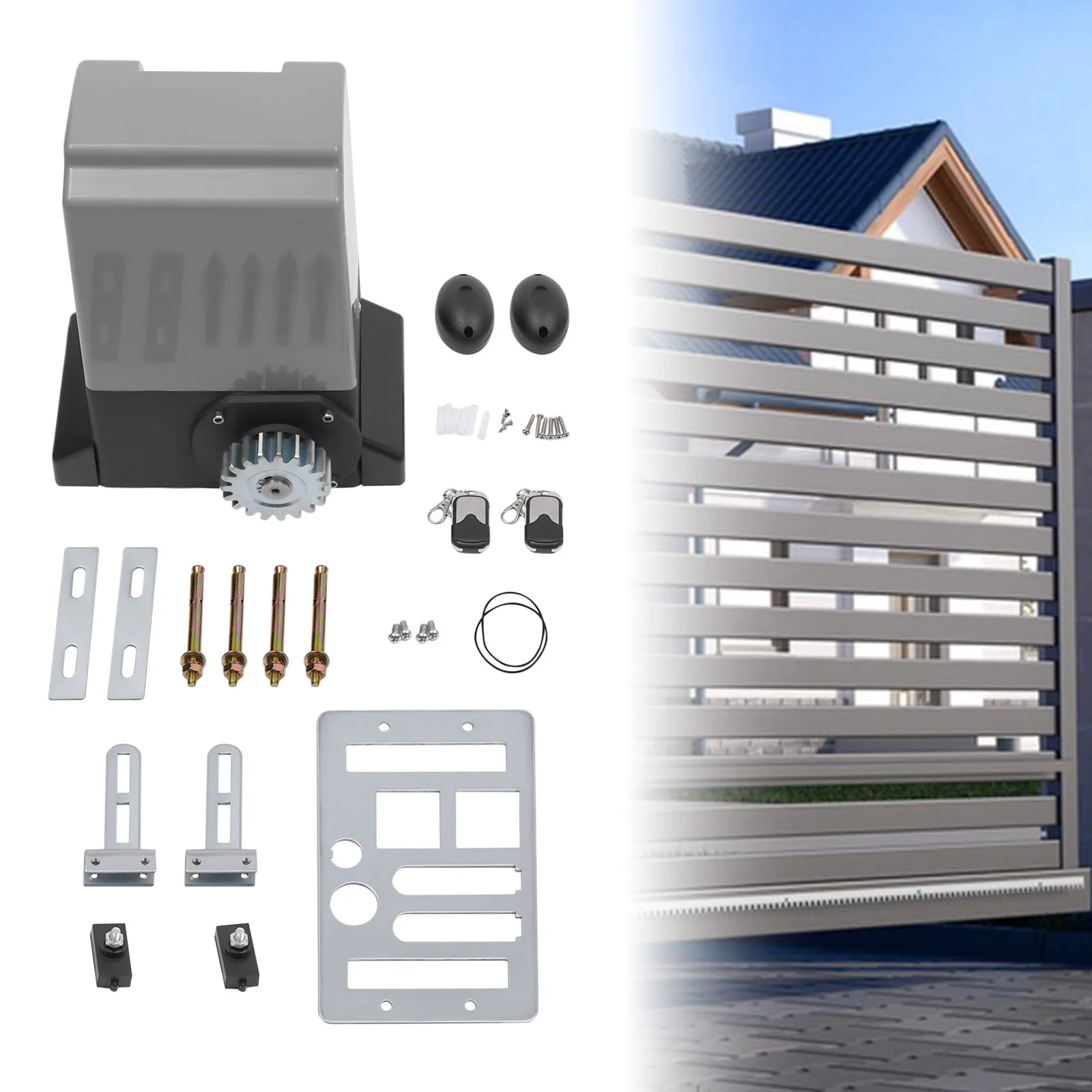 Automatic Sliding Gate Opener 370w Electric Gate Opener for Heavy Driveway Slide Gates 600kg with Remote Control