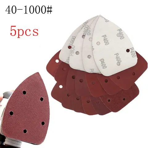 5PCS 140*98mm 사포 삼각형 후크 & 루프 연마 샌딩 디스크 그릿 40-1000 플라스틱 석재 유리 연삭 연마