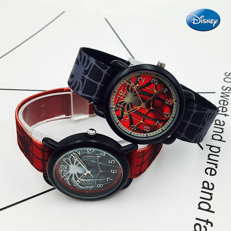 Disney Spider man Children Watches Captain Leather Quartz Kids WristWatch The Avengers Men Clock Gifts relogio infantil montre