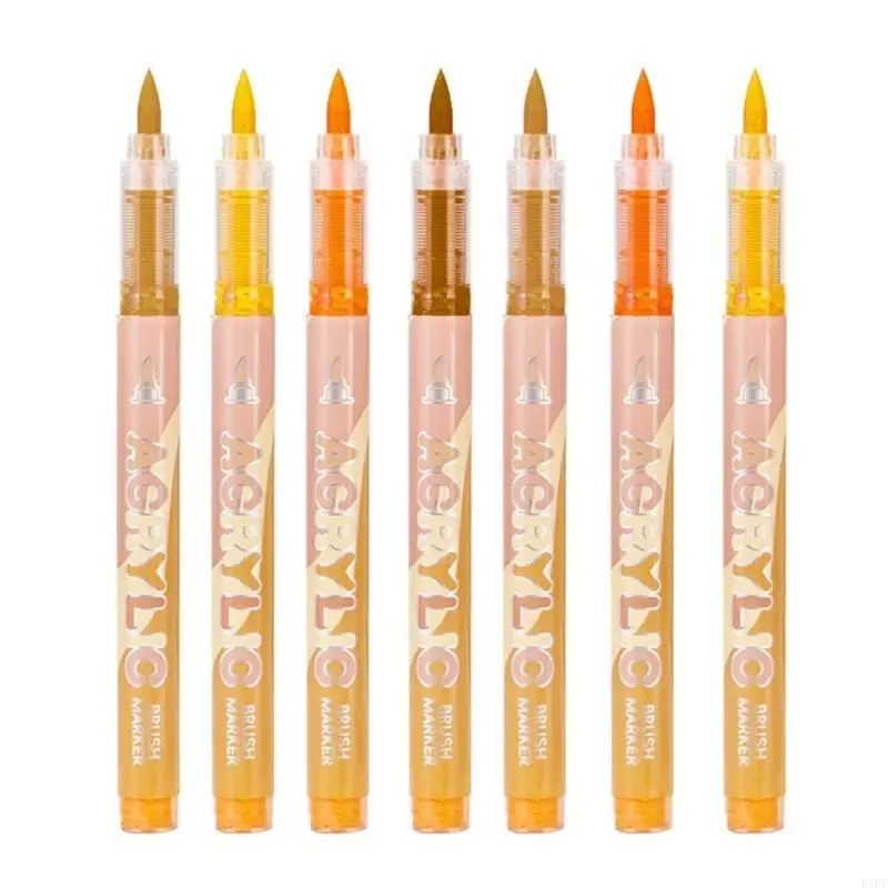 

E1PF 12 Color Liquid Acrylic Marker with Soft Brush Tip Acrylic Paint Pen for Painting on Paper Canvas Glass Stone Metal